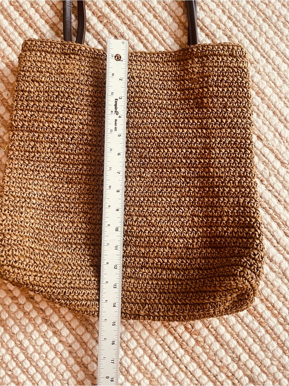 Eddie Bauer Straw Leather Woven Shoulder Bag Brown - Picture 12 of 14